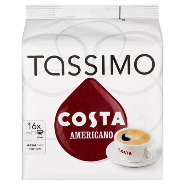 TASSIMO Costa Americano coffee Pack of 5 Total 80 discs/pods 80 LARGE SERVINGS 3