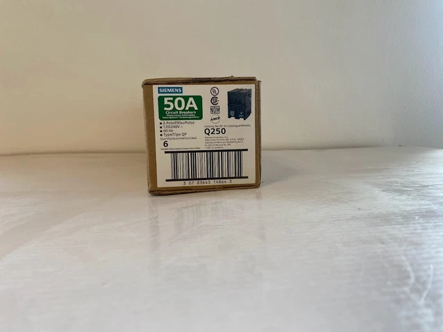 New Siemens Q250 50Amp Double Pole Standard Trip Circuit Breaker