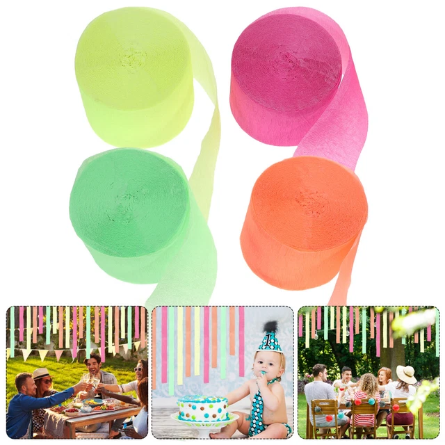 4 rollos Glow The Dark Party Suministros Brillo Papel Crepé Streamer