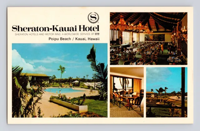 Postcard Hawaii Kauai HI Sheraton Hotel Multi View 1970s Unposted Chrome