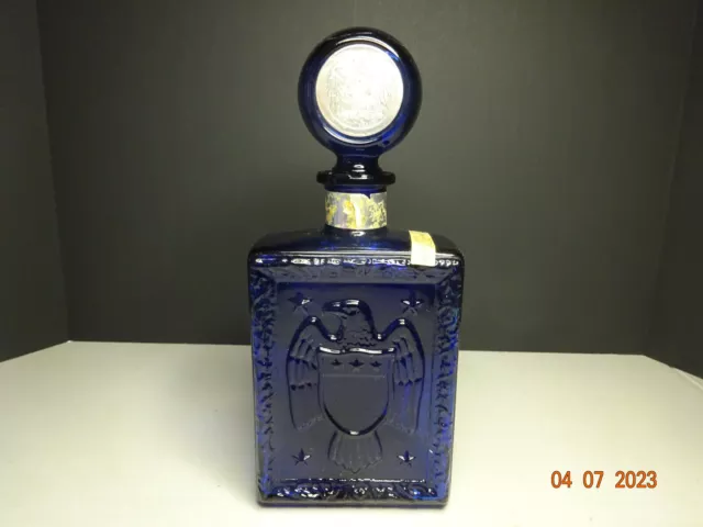 American Legion 50th Anniversary J. W. Dant, Bottle Decanter Cobalt Blue (#2)