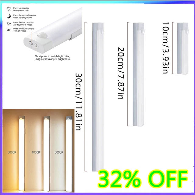 3COLOUR USB RECHARGEABLE LED PIR Motion Sensor Night Light Bar