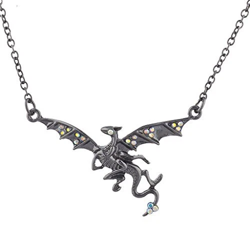 Winged Moon Dragon Wings Gothic Mystical Necklace