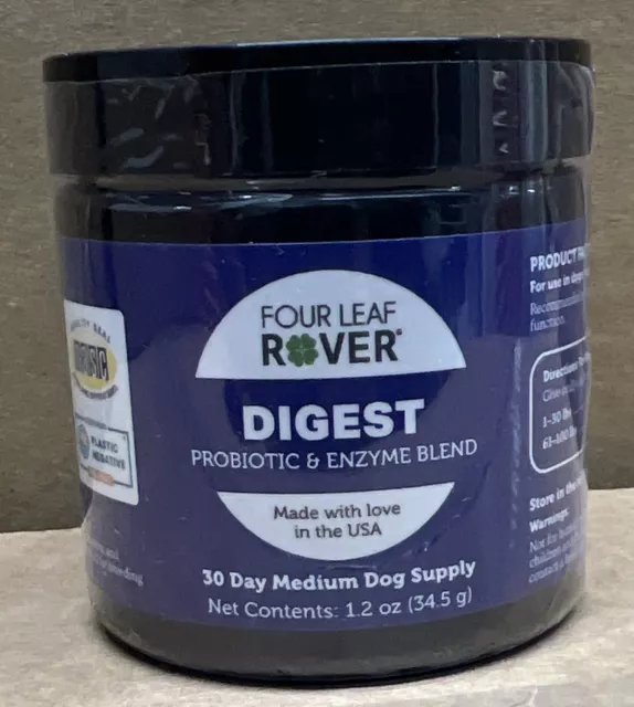 NEW Four Leaf Rover DIGEST Dogs Digestive Enzyme Support Powder Exp: 12/24