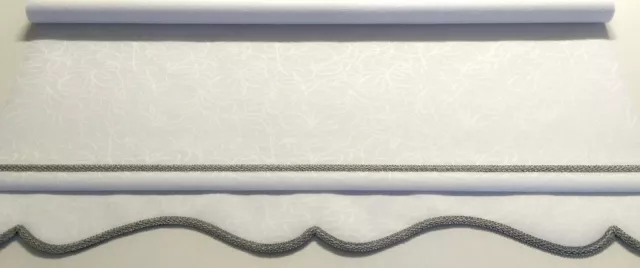 Roller blinds scalloped edge Colonial white with braid made to measure