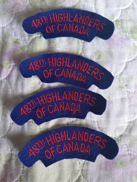 Reproduction WW2 48th Highlanders Of Canada Shoulder Titles - 2 Pairs
