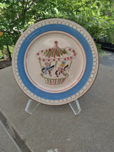 Stangl Pottery Kiddie Ware 5019 Blue Carousel Plate 9.25" -- MCM