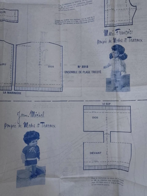 Patron De Couture Modes Et Travaux Pour Poupée - Janvier 1979, Complet Non Découpé