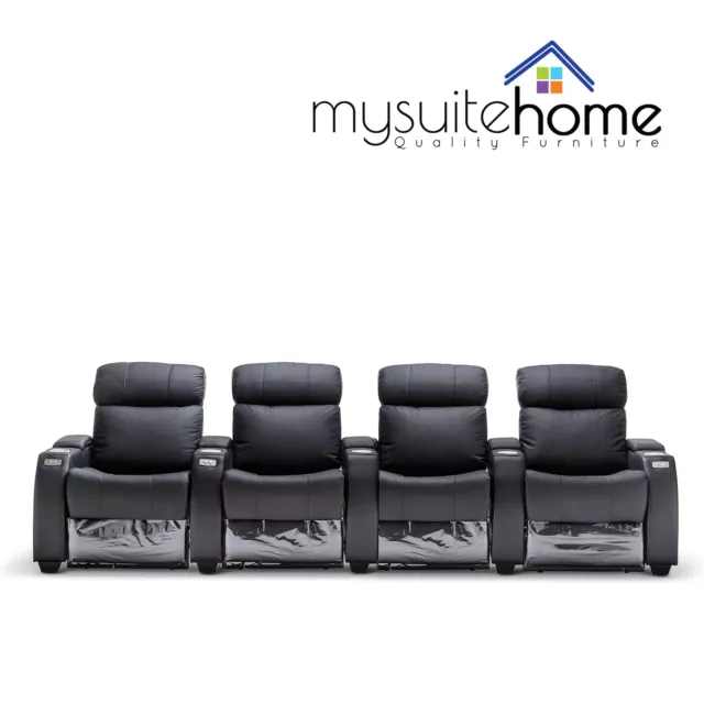 ANNA BRAND NEW Grey Black Leather Electric Home theatre Lounge