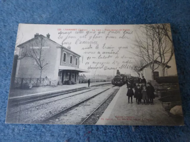 ancienne CPA Chamaret la Gare train venant de Nyons voyageurs 1914 vintage