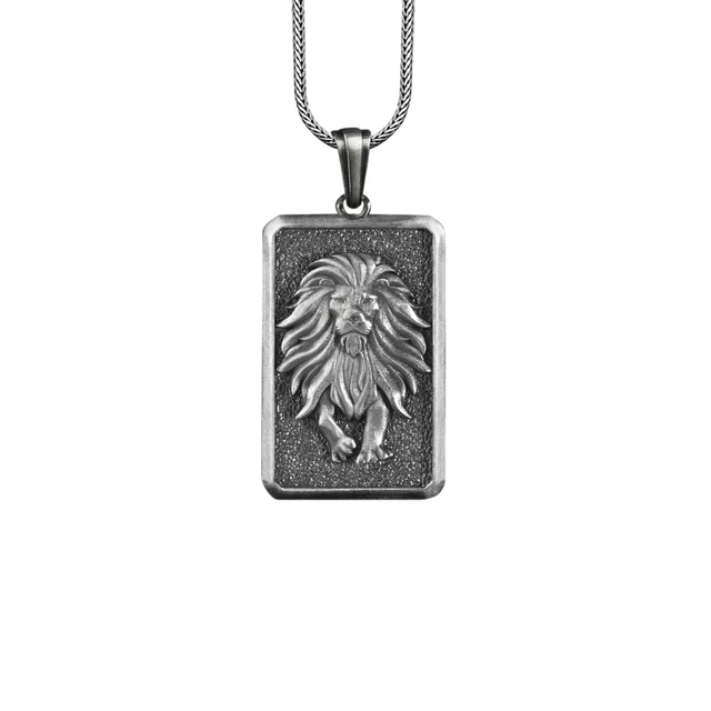 Pendentif Lion Zodiaque En Argent 925 Rhodié - 18 Mm Ovale, Filigrane, Neuf Avec étiquettes