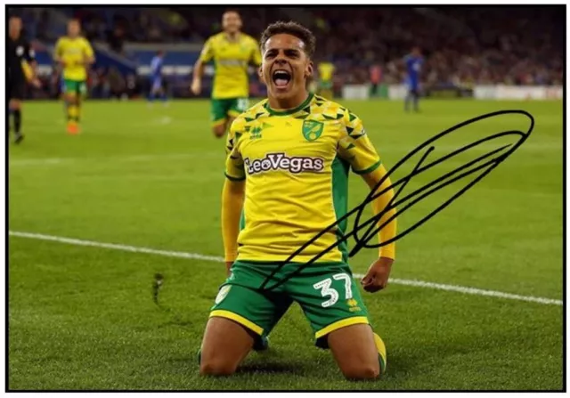 1425. Signed Max Aarons Norwich City Picture 7 (PRINTED AUTOGRAPH - A4)