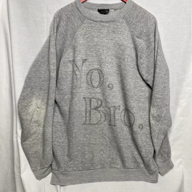 80s Tultex Ultra Fleece 120 Sweatshirt Raglan XL distressed "Yo, Bro, it's Mojo"