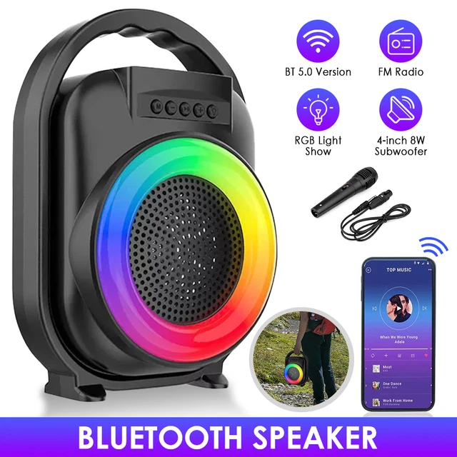 WIRELESS PORTABLE BLUETOOTH Speaker RGB Subwoofer Heavy Bass Sound ...