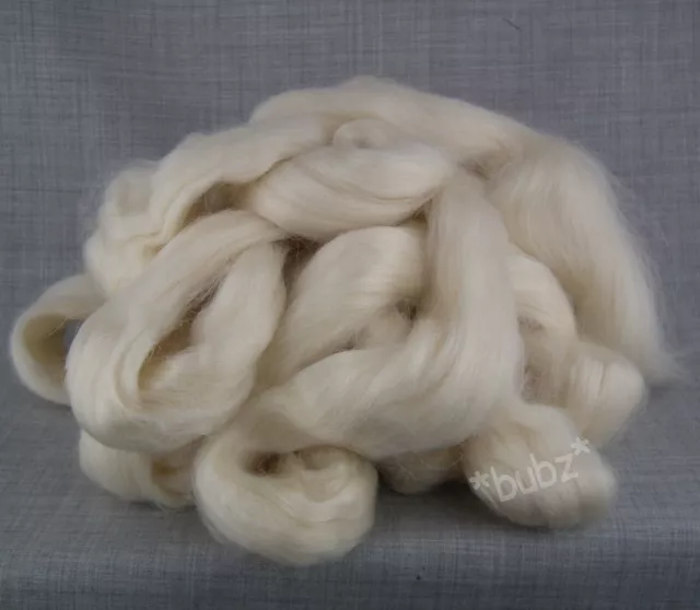 PURE MOHAIR TOP 250g ROVINGGARN SPINNFASER ECRU UNGEFÄRBTE WOLLE