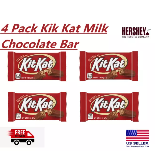 Kit Kat Candy, Milk Chocolate Pack of 4 Bars Free Shipping - On Sale Now