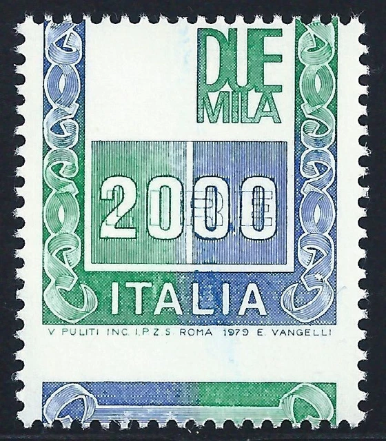 1979 Repubblica, Alti valeurs Lire 2 000 VARIÉTÉ SYRACUSAINE MANQUANTE