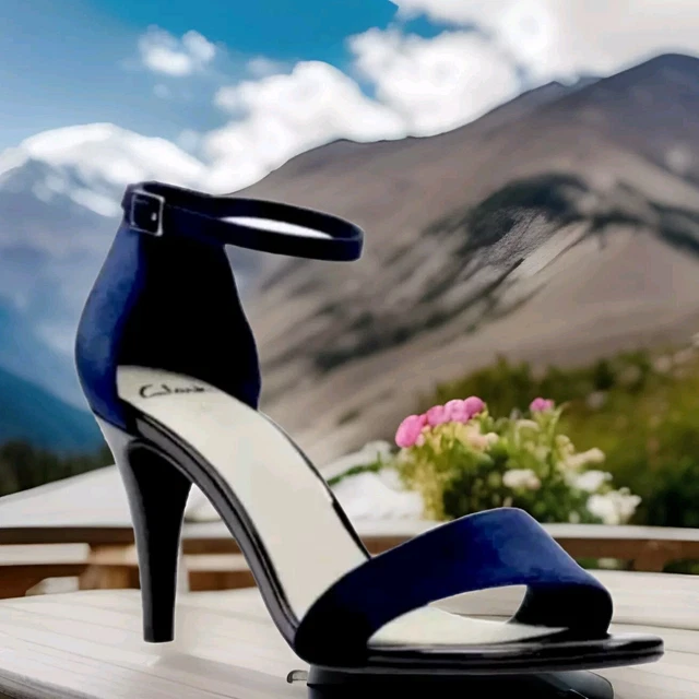 CLARKS SIZE 7 EU 41 Baetyl Rose Navy Velvet Sandals Heels Ankle Strap New 23.99 PicClick UK