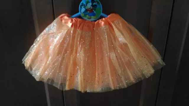 Tutu Elastica Brillante Arancione per Bambine Festa Costume Danza 22-36 CMS