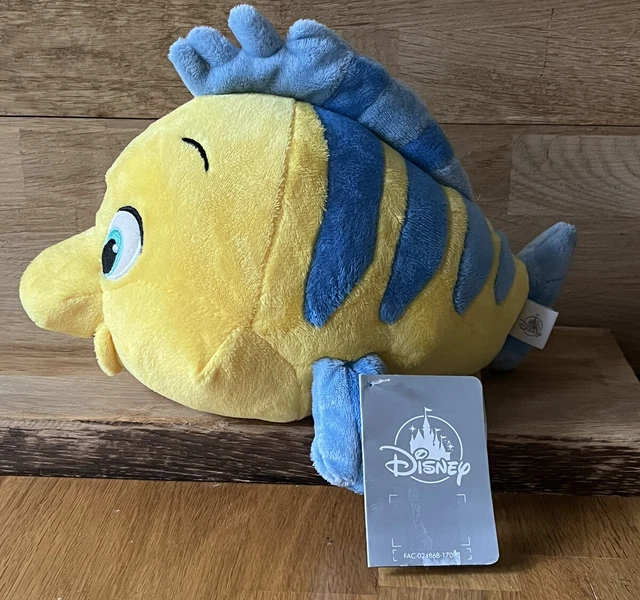 DISNEY STORE FLOUNDER The Little Mermaid Yellow Fish Soft Toy Plush
