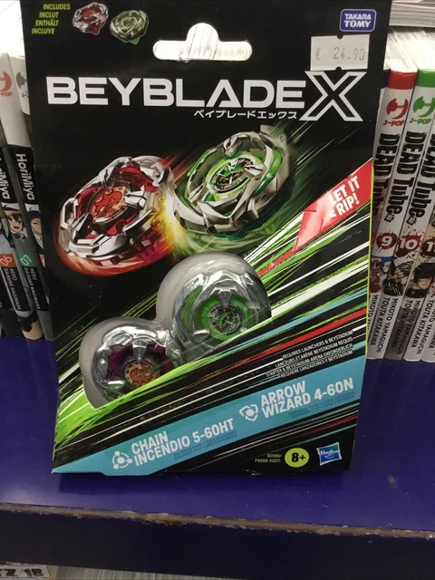Chain Incendio Model BEYBLADE X CHAIN Incendio 5-60HT and Arrow Wizard 4-60N Top Dual Pack ...