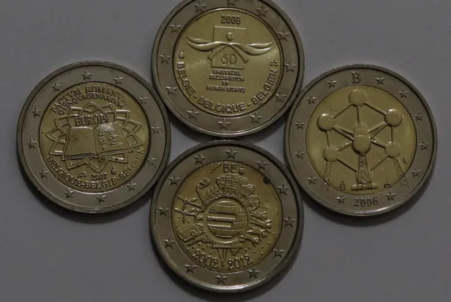 🧭 🇧🇪 Belgium - 2 Euro - 4 Commemorative Coins B58 #115
