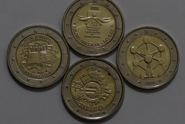 🧭 🇧🇪 Belgium - 2 Euro - 4 Commemorative Coins B58 #115