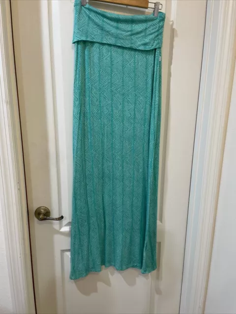 VOLCOM Woman’s Another Day Skirt  Size Small Cotton Stretch Maxi Skirt Teal