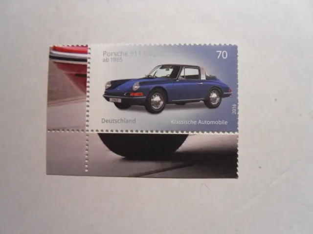 Bund BRD 2016 Briefmarke Eckrand 0,70€ Klassik Auto Porsche 911 Targa postfrisch