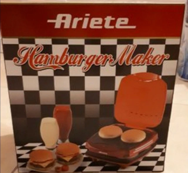Ariete Hamburger Maker Party Time - Piastre Doppie Antiaderenti, 1200W, Rosso Anni '50 - Foto 10