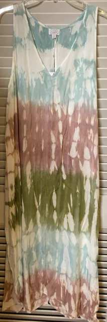 NWT MUD PIE Womens  Maxi Dress Tie Dye Sleeveless Soft Strech Size S