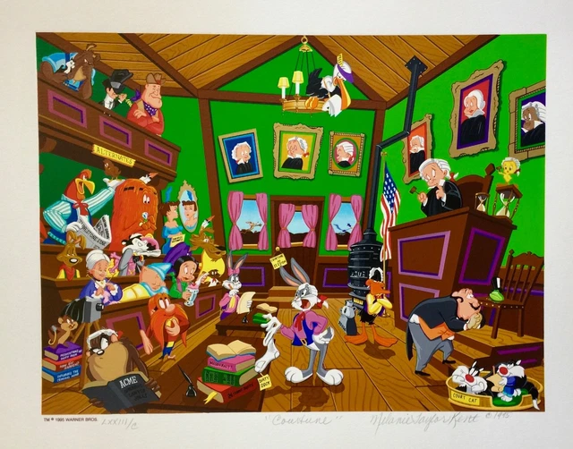 Melanie Taylor Kent Court Tune Hand Signed Serigraph Art Looney Tunes Courtune