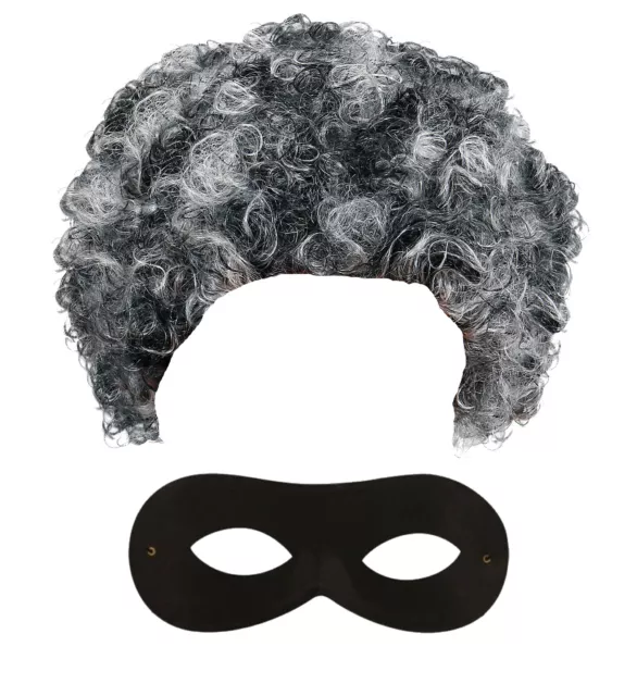 Granny Gangster Grey Wig And/Or Black Mask Book Week Fancy Dress Adults Costume