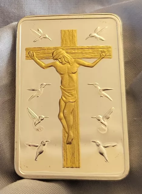 Jesus Christ 10 Commandments Gold Silver Bar Christianity Crucifix Church Heaven