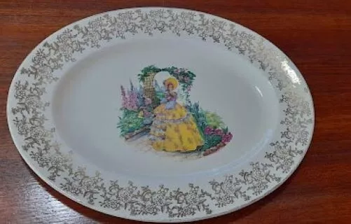 Royal Falcon Ware Weatherby Hanley England crinoline Lady plate and dish 2