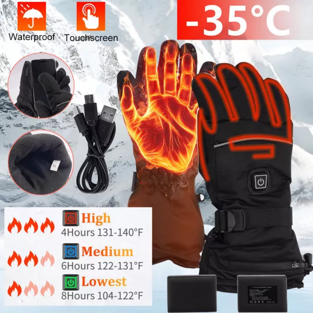 Electric Heated Motorcycle Thermal Gloves Hand Warm Battery Rechargeable 4000mAh