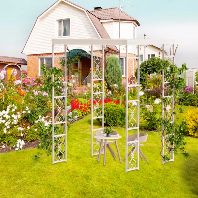 Pergola 2,7x1,8 Rankhilfe XXL Rankgitter Garten Rosenbogen Groß Metall mit Dach