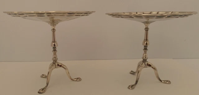 Pair English Edwardian Sterling Figural Chippendale Table Stands London 1909
