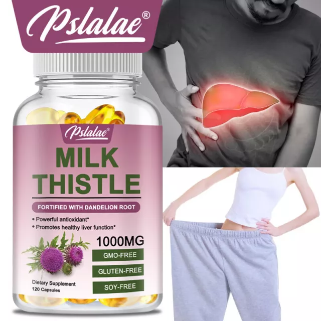 Milk Thistle Capsules 1000mg - Antioxidants, Body Detox, Enhanced Immunity