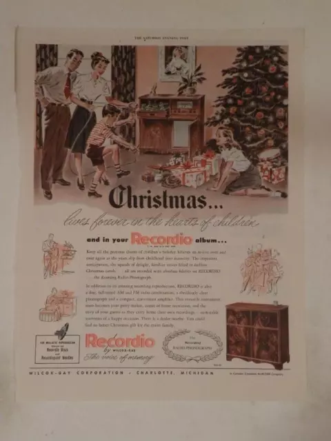 Magazine Ad* - 1947 - RECORDIO Radio-Phonograph - Christmas