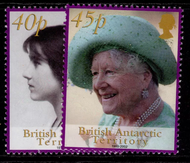 BRITISH ANTARCTIC TERRITORY QEII SG344-345, 2002 Queen mother set, NH MINT.