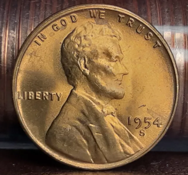 GEM RED BU 1954-S LINCOLN WHEAT CENT San Francisco Mint Uncirculated Penny US 1c