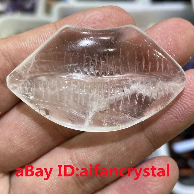 1PC Natural White crystal red lips Carved red lips Reiki quartz crystal Healing 13