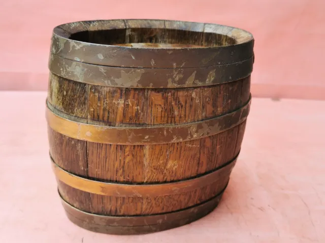 ANTIQUE OLD CARVED WOODEN CANTEEN FLASK KEG BARREL WINE BRANDY EARLY since 1955 3