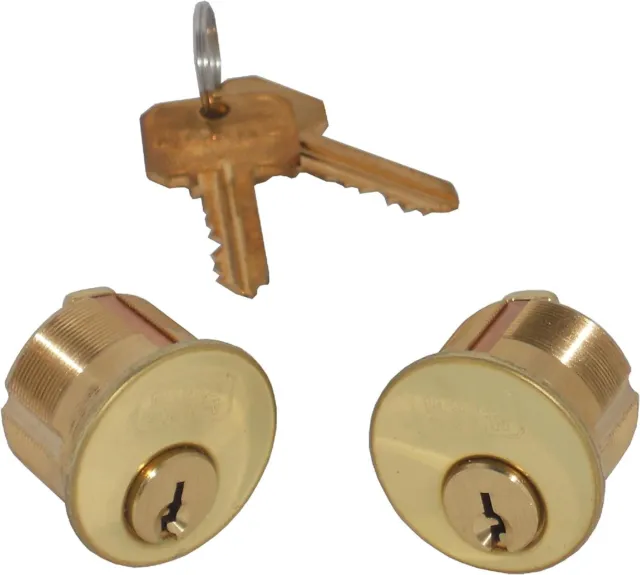 Brand New 1- Pare Marks Solid Brass mortise lock cylinder, 1" Marks 22AC Gold