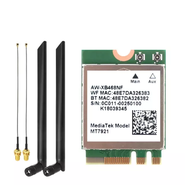 Wi-Fi6 MT7921 M.2 for NGFF Wireless LAN Card 2400Mbps Bluetooth-compatible 5.2