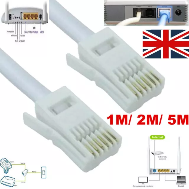 High Quality ADSL Broadband Phone Internet Router Modem Cable 1m 2m 5m 10m UK