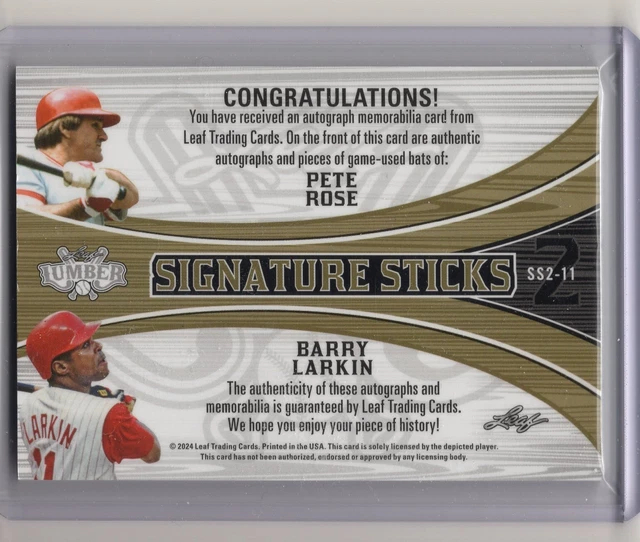 2024 LEAF LUMBER Signature Sticks 2 Auto Platinum Pete Rose Barry