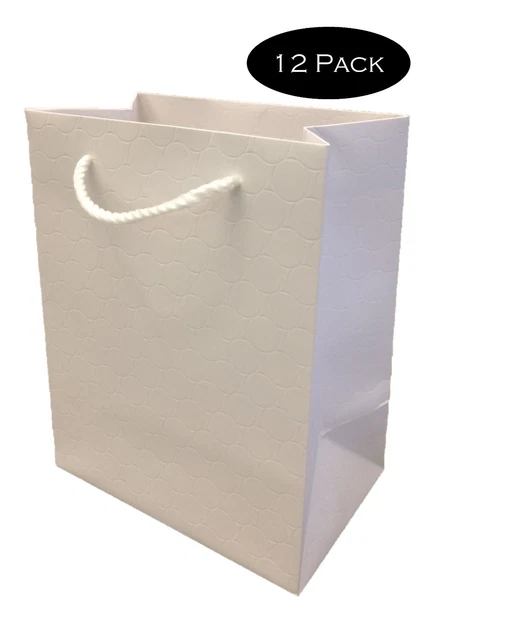 White Paper Gift Bags with Handles Medium Wedding 8 x 10 Premium Heavy Duty