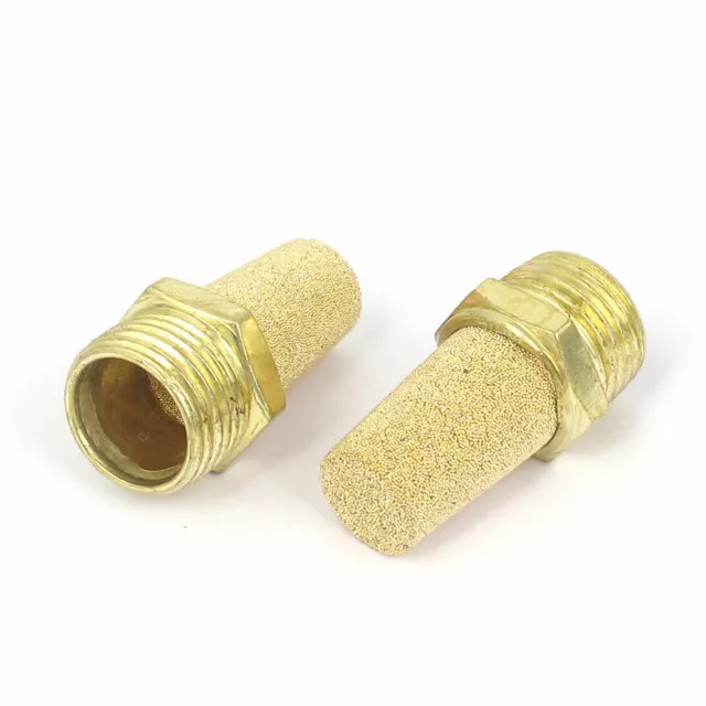 1/2BSP Male Thread Brass Pneumatic Air Exhaust Breather Muffler Filter 2pcs